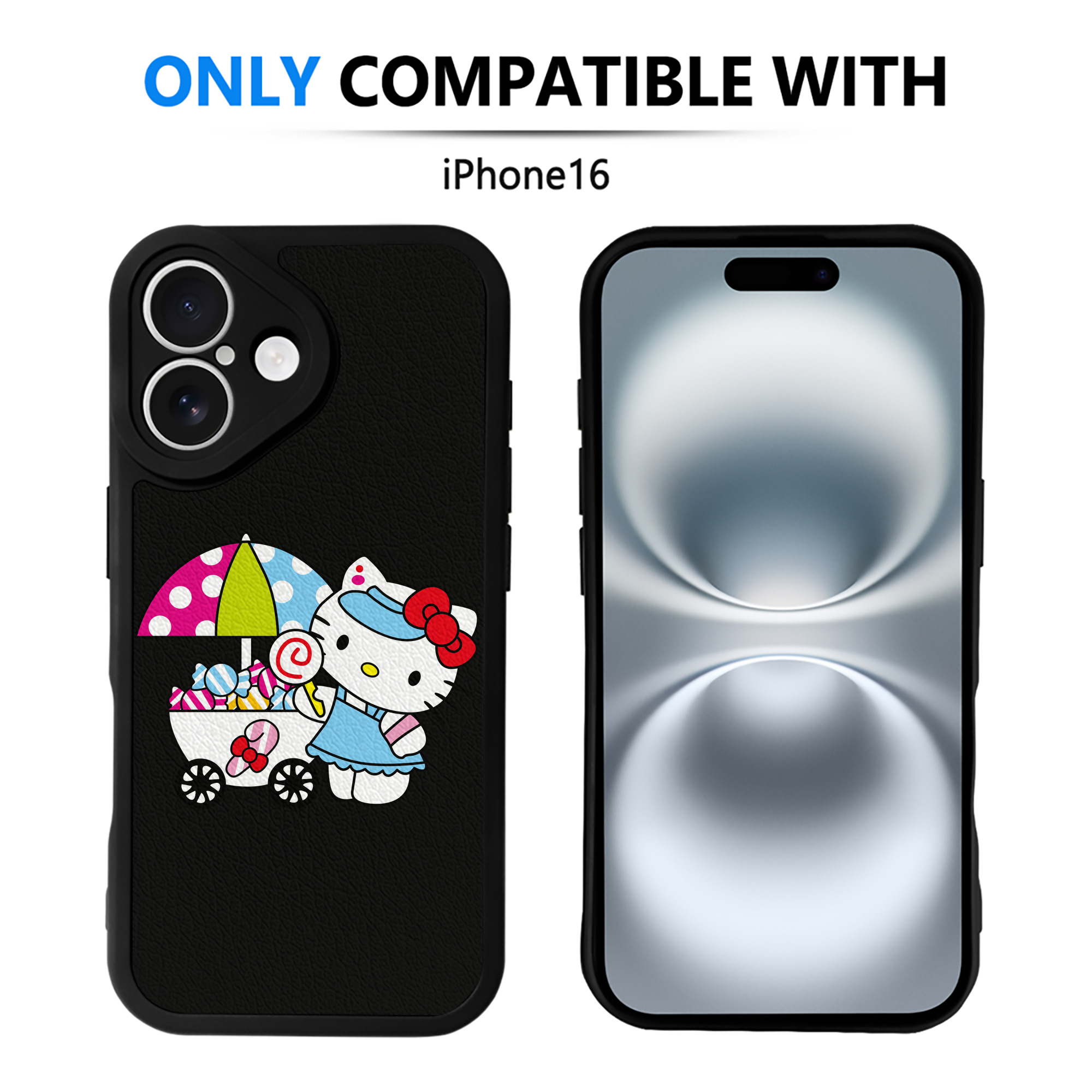 （画像用） Hello Kitty ハローキティ 【iPhone 16シリーズ対応】シリコンスマホケース（レザー調） 材質：シリコン